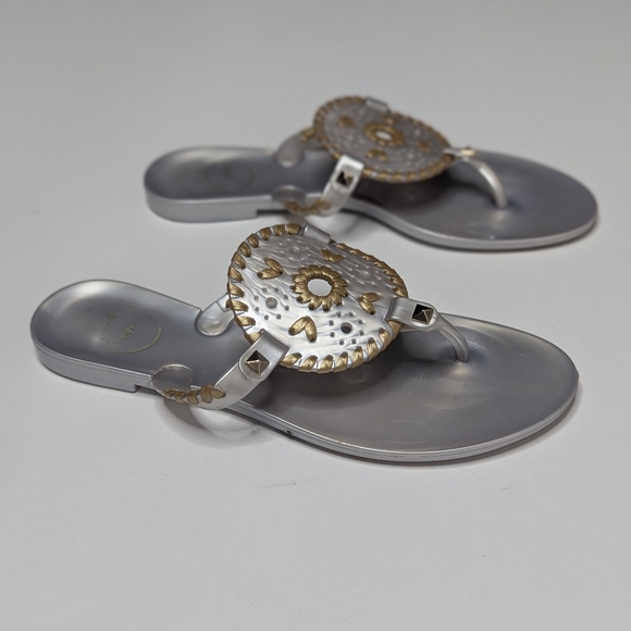 JACK ROGERS Georgica Silver & Gold Jelly Thong Sandal Sz 6 - Picture 5 of 8